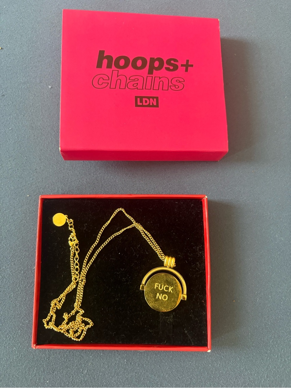 hoops+chains gold pendant necklace - pink box